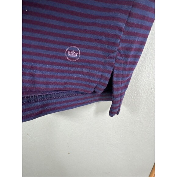 Peter Millar Seaside Wash Short Sleeve Polo XL Purple‎ Stripe Golf Chest Pocket - Picture 5 of 7
